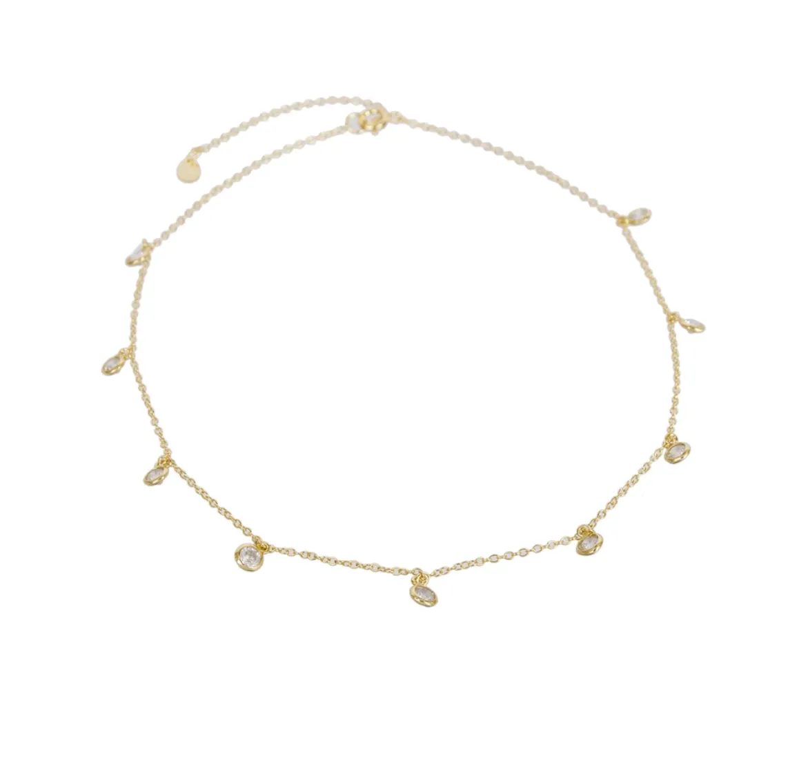 Multi Bezel CZ Drop Choker - Gold or Silver