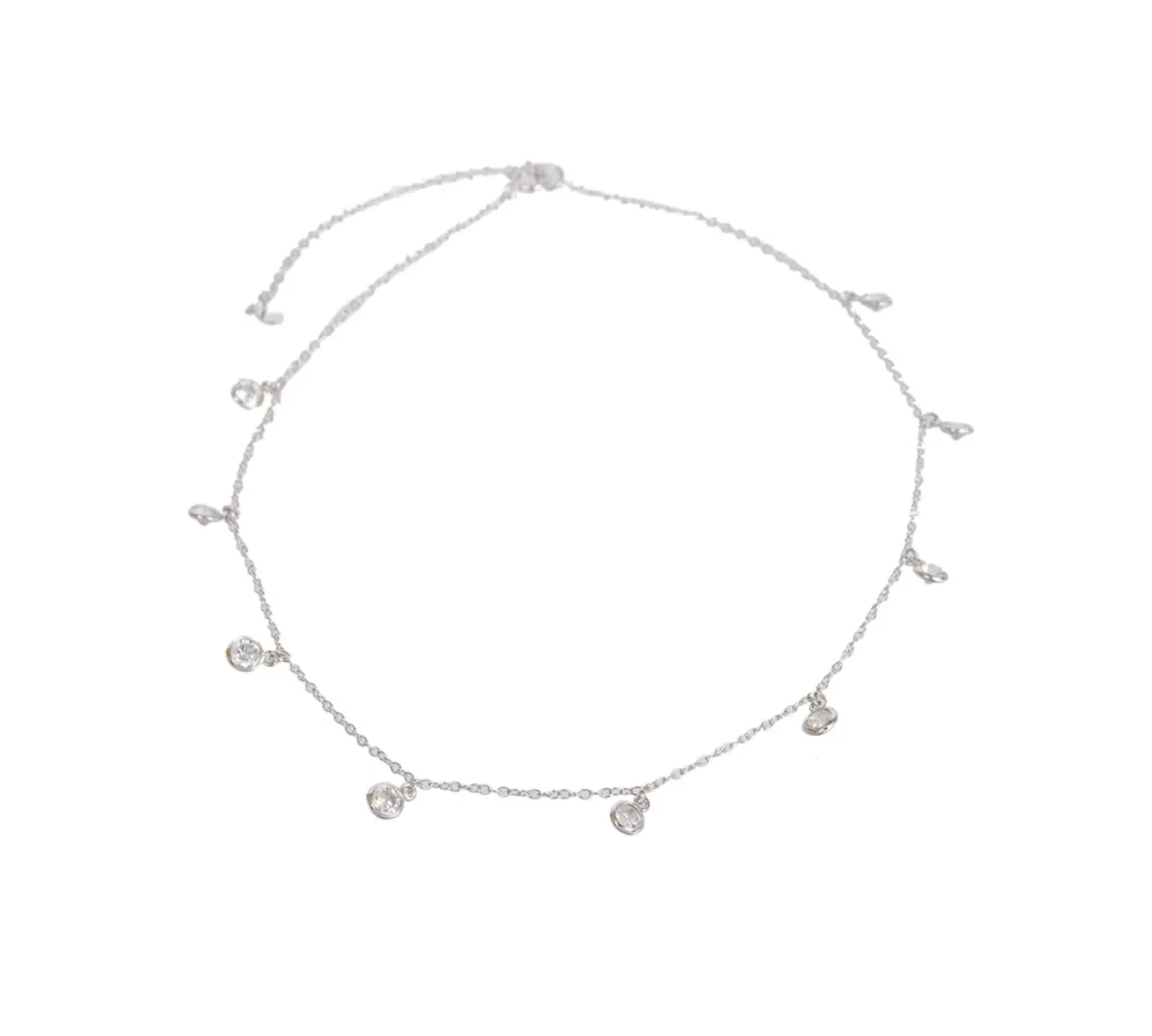 Multi Bezel CZ Drop Choker - Gold or Silver