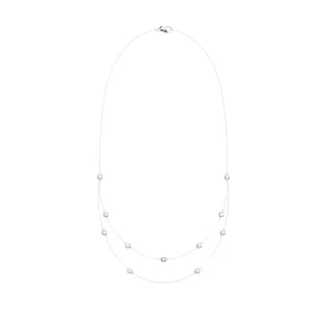 Multi Layered Bezel Necklace with 1.00ct of Laboratory Grown Diamonds in Sterling Silver and Platinum