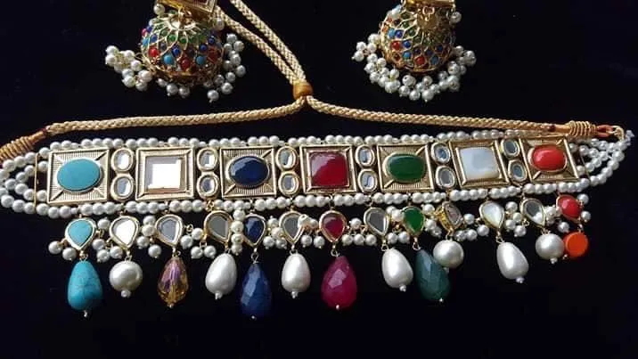 Multi Stones Kundan Jewellery Set #J4161