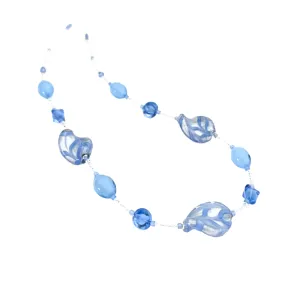 Murano Glass Large Pale Blue Twist Sterling Silver Necklace