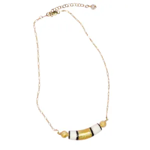 Murano Glass White Black Gold Necklace