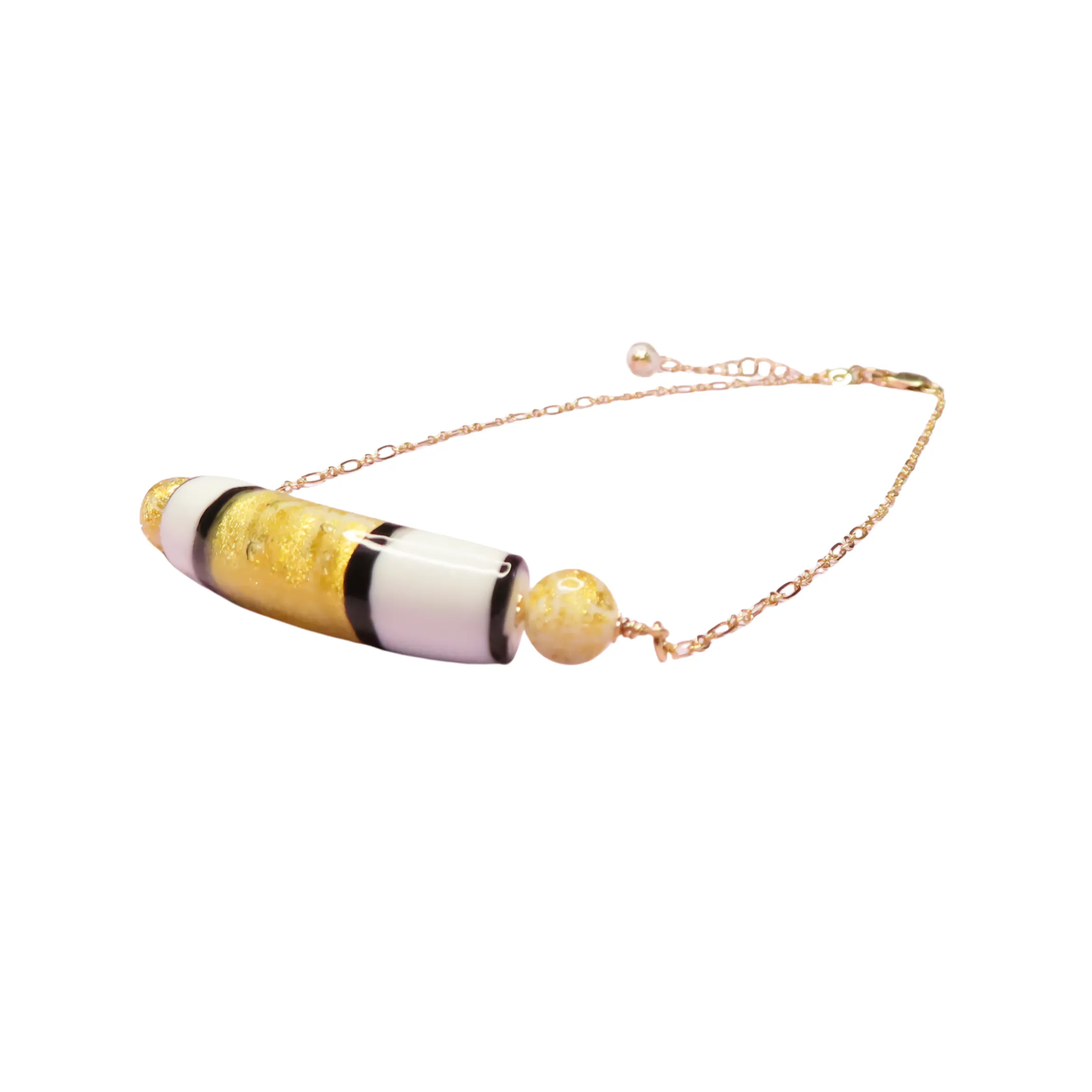 Murano Glass White Black Gold Necklace