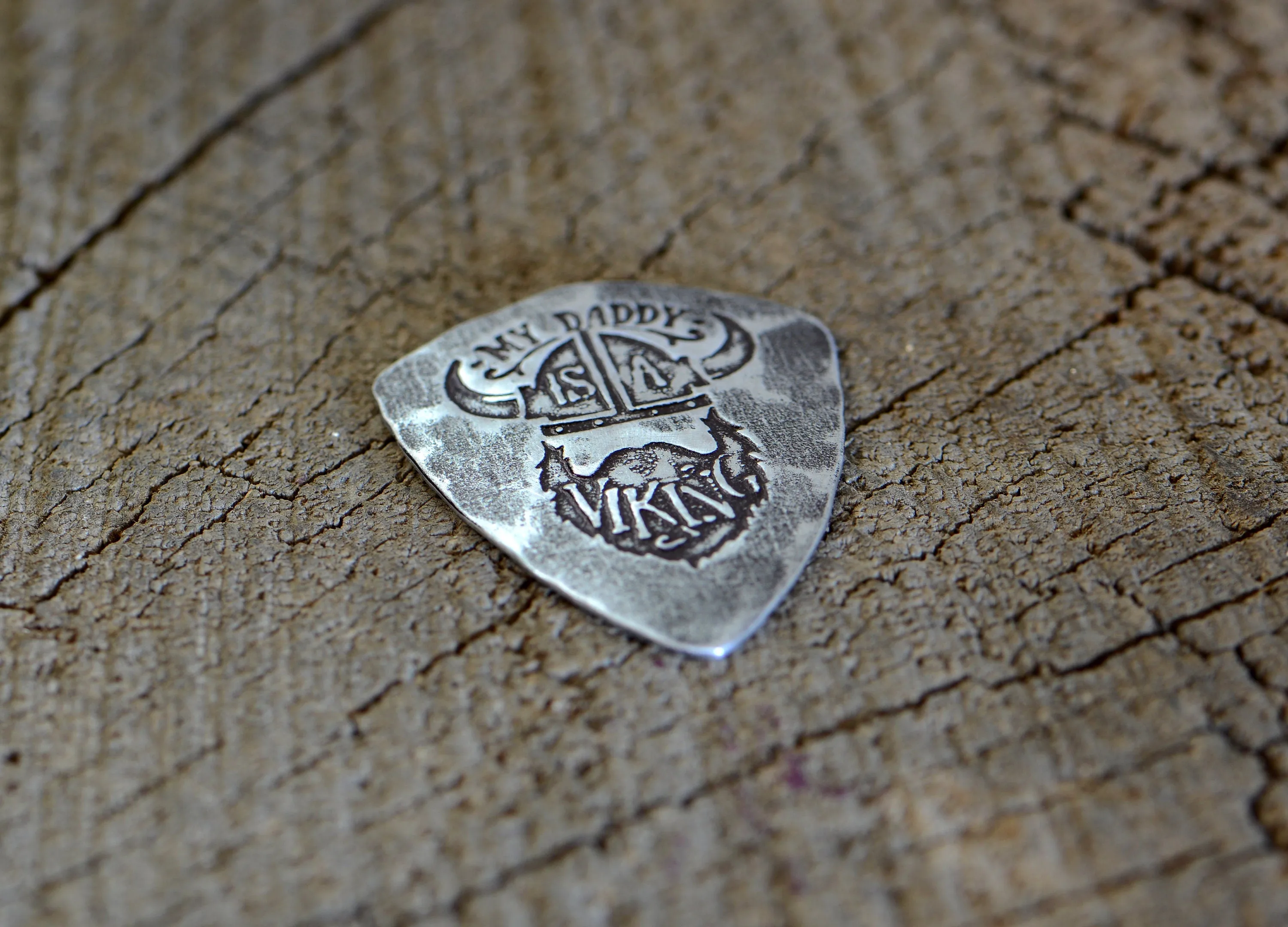My Dad is a viking sterling silver guitar pick