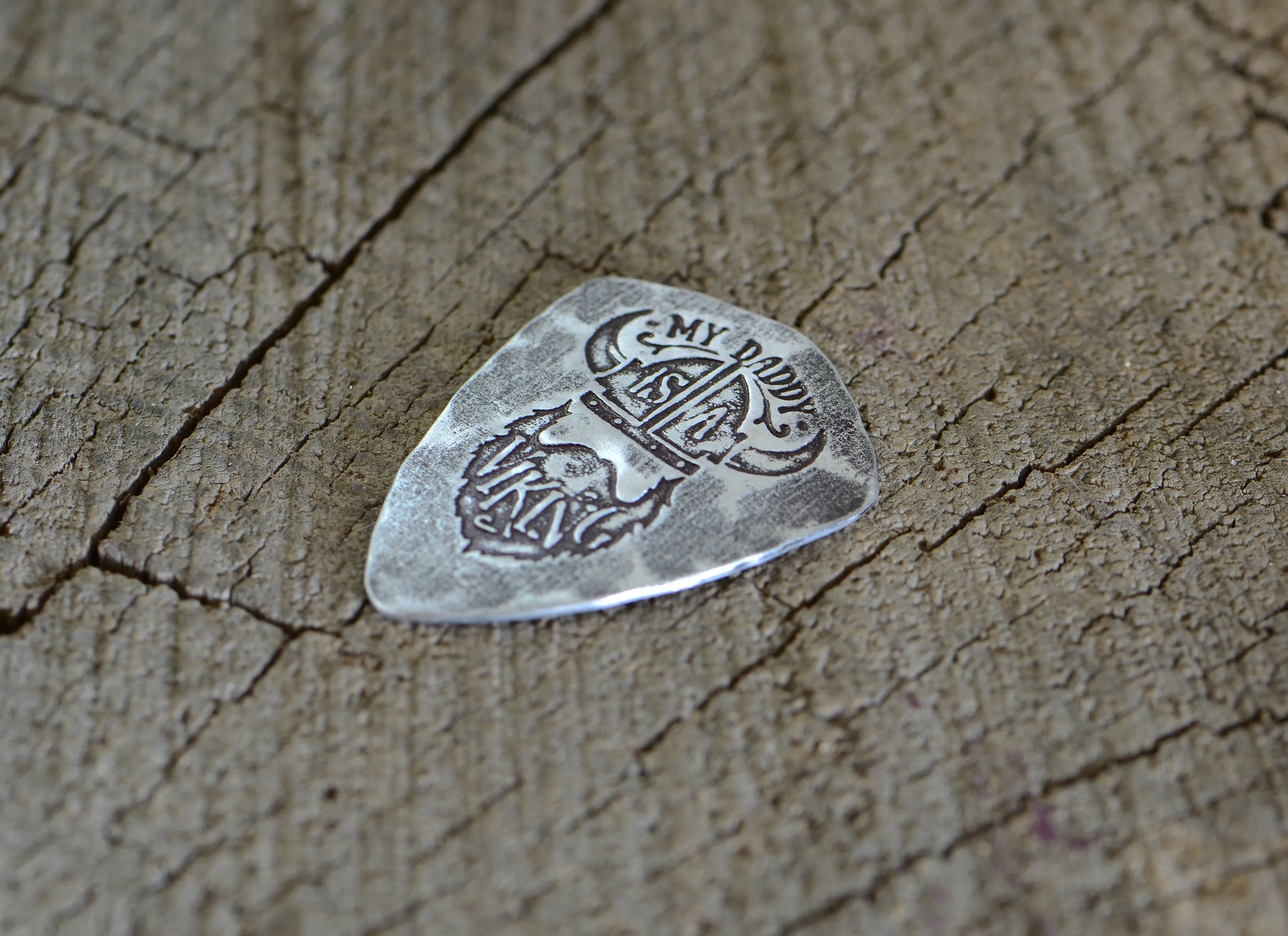 My Dad is a viking sterling silver guitar pick