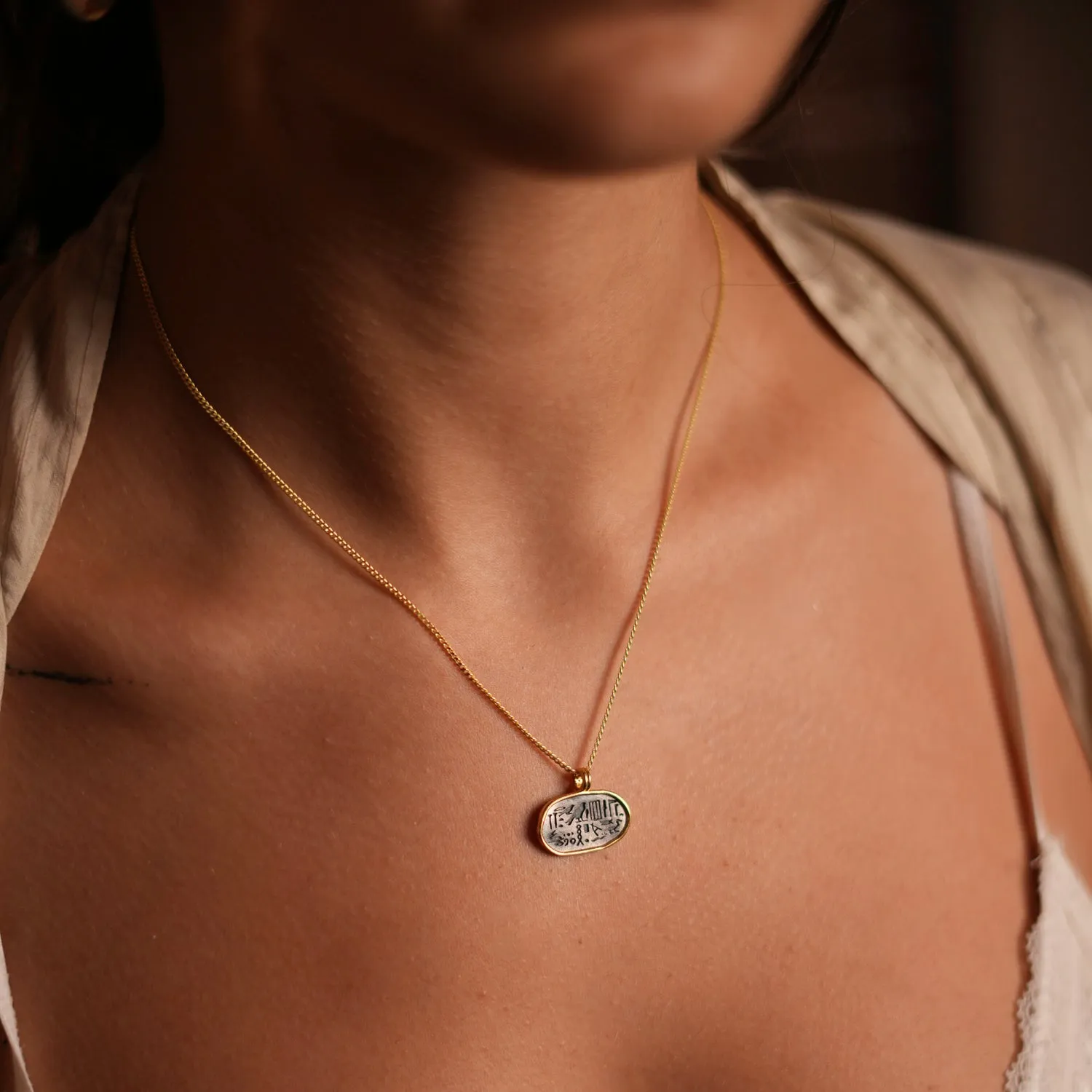 Mystic Nile Egyptian Symbol Gold Necklace