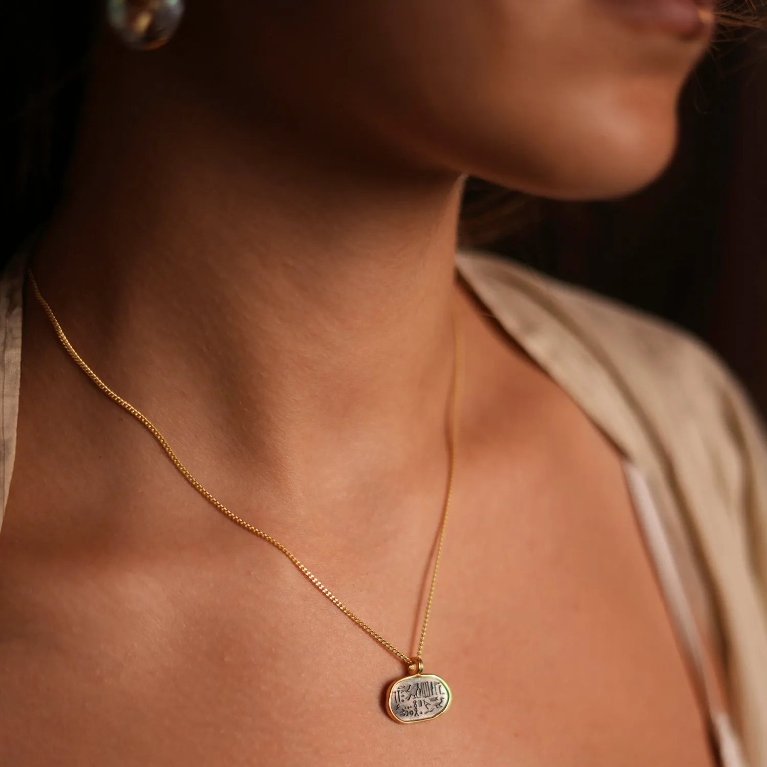 Mystic Nile Egyptian Symbol Gold Necklace