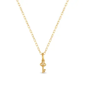 New!  14k Gold Diamond Key Necklace