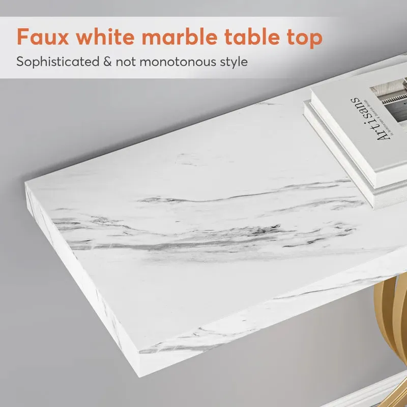 New in box! Wayfair Everly Quinn 39.37'' Console Table in Faux Marble & Gold Finish!