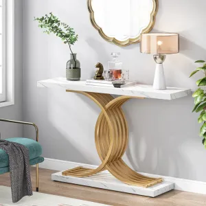 New in box! Wayfair Everly Quinn 39.37'' Console Table in Faux Marble & Gold Finish!