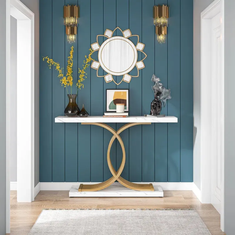 New in box! Wayfair Everly Quinn 39.37'' Console Table in Faux Marble & Gold Finish!