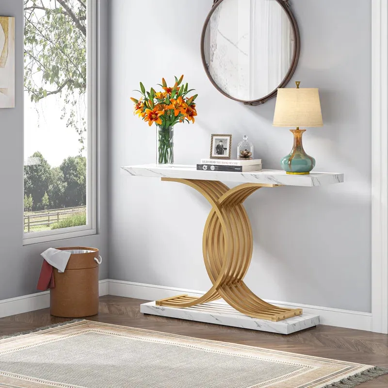 New in box! Wayfair Everly Quinn 39.37'' Console Table in Faux Marble & Gold Finish!
