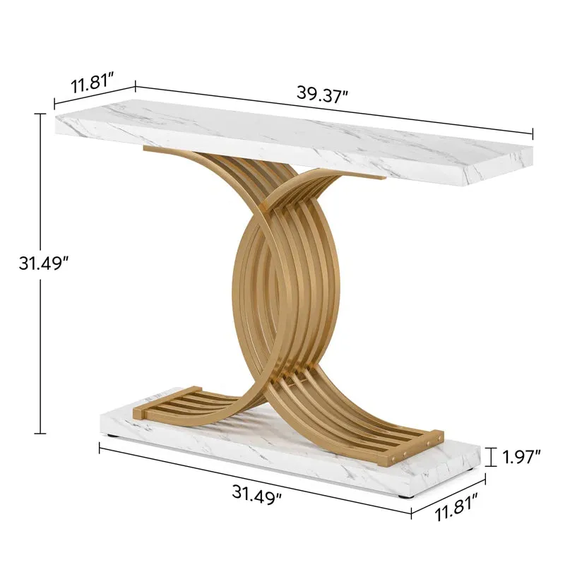 New in box! Wayfair Everly Quinn 39.37'' Console Table in Faux Marble & Gold Finish!