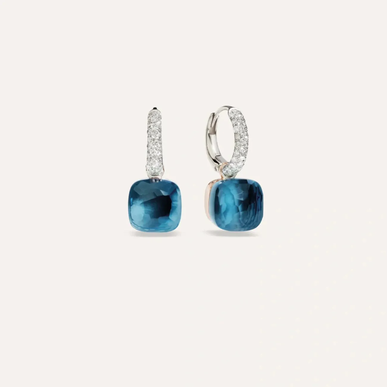 Nudo 18K Rose and White Gold London Blue Topaz & Diamond Pavé Classic Earrings