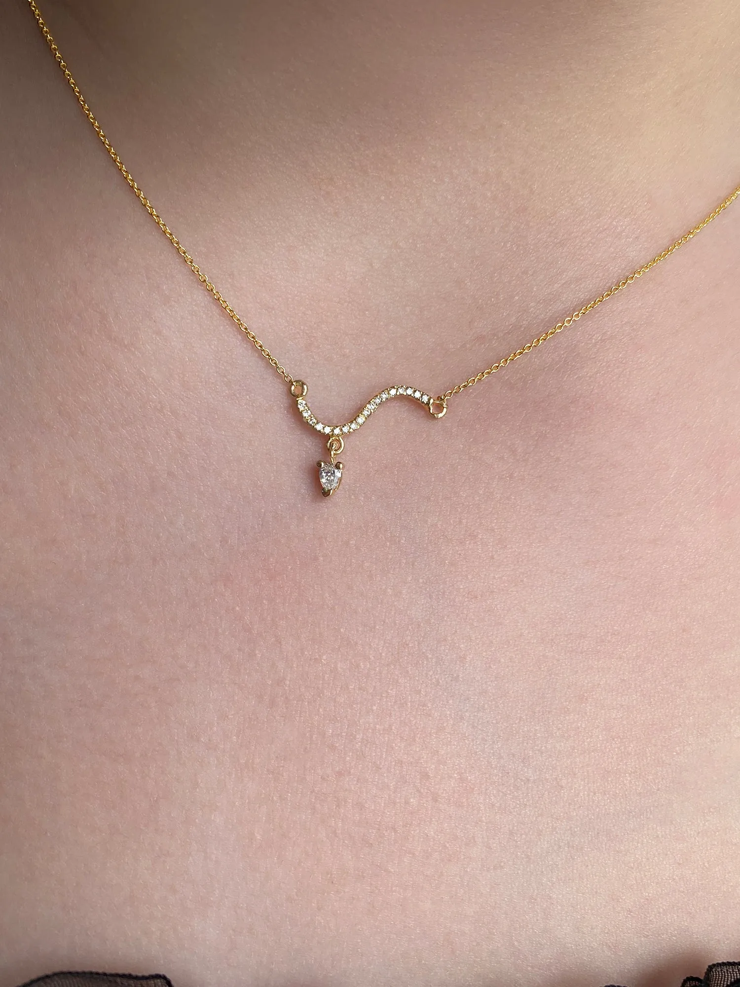 Ocean Drop Diamonds and Gold Necklace