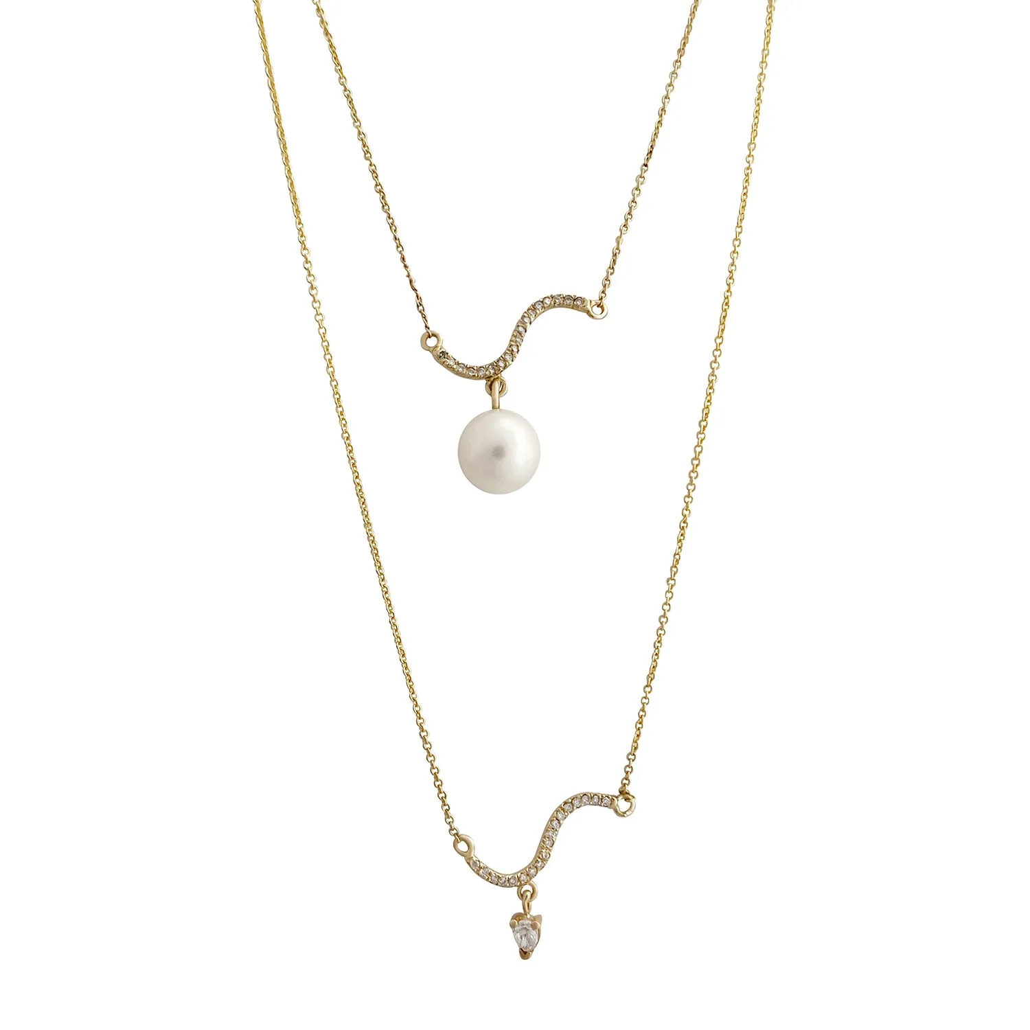 Ocean Drop Diamonds and Gold Necklace