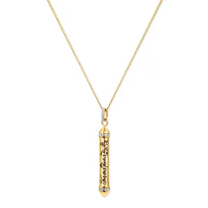 OM MANI PADME HUM 18k Gold, White Topaz Prayer Necklace, *Seen in Harper's Bazaar UK
