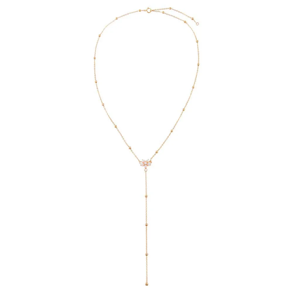 Opal Flower Lariat Necklace