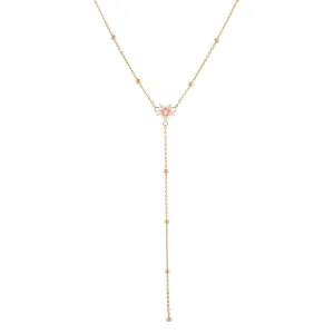 Opal Flower Lariat Necklace
