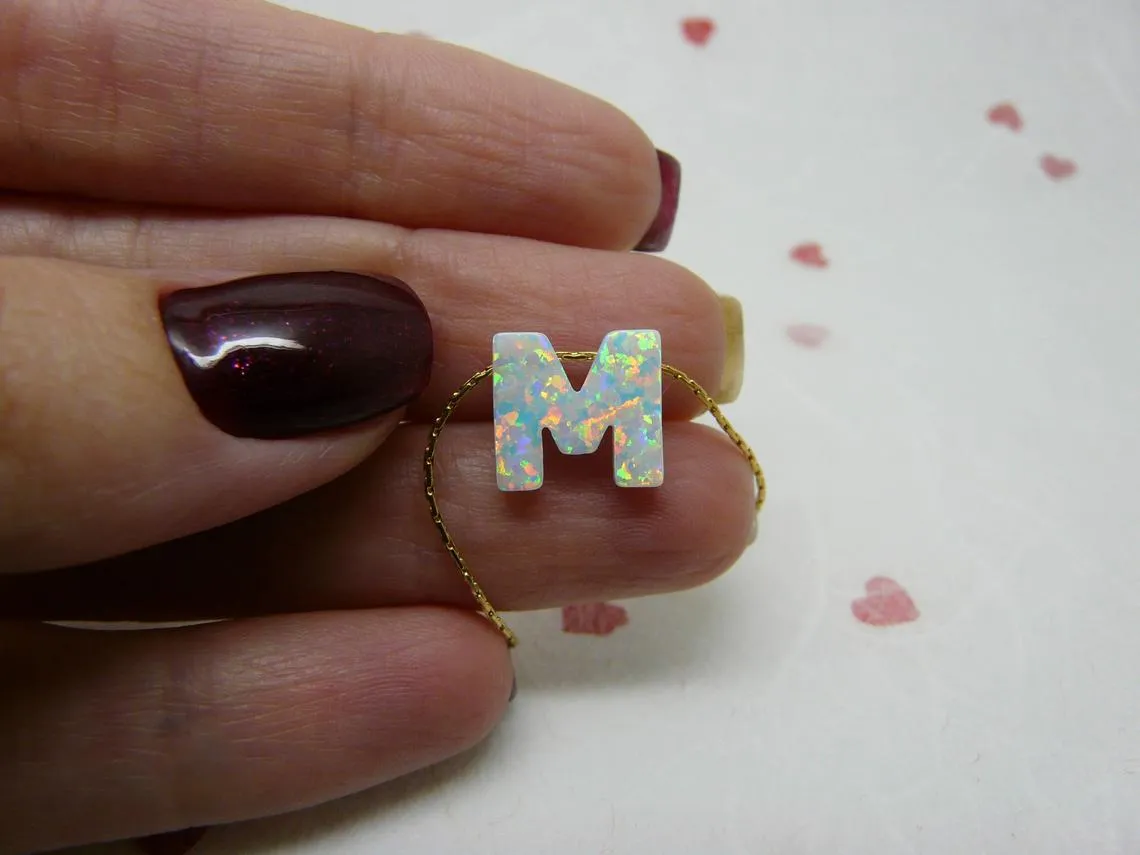 Opal Initial Necklace A-Z