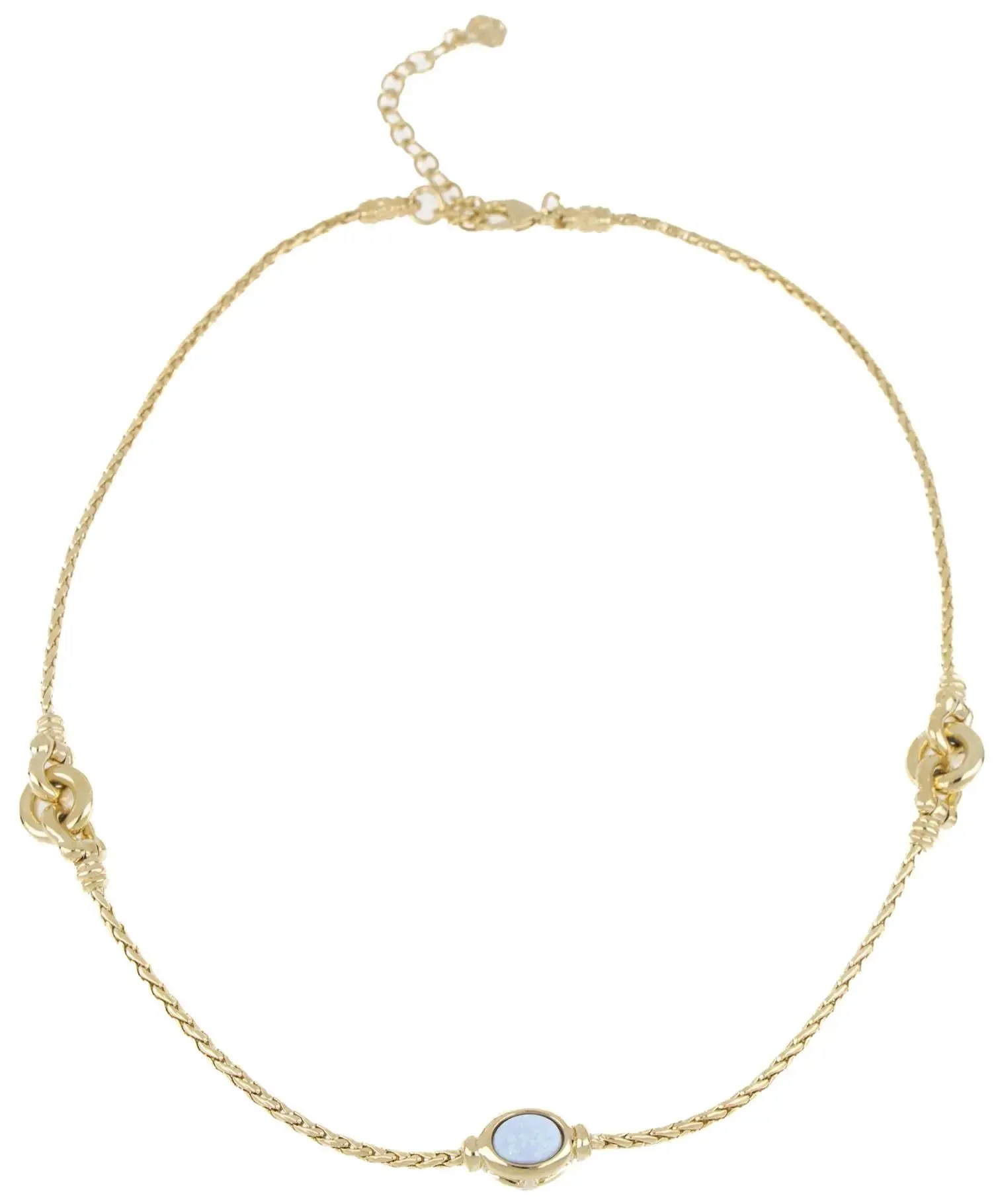 Opalas do Mar Collection - Blue Opal Three Station Gold 16-18” Necklace