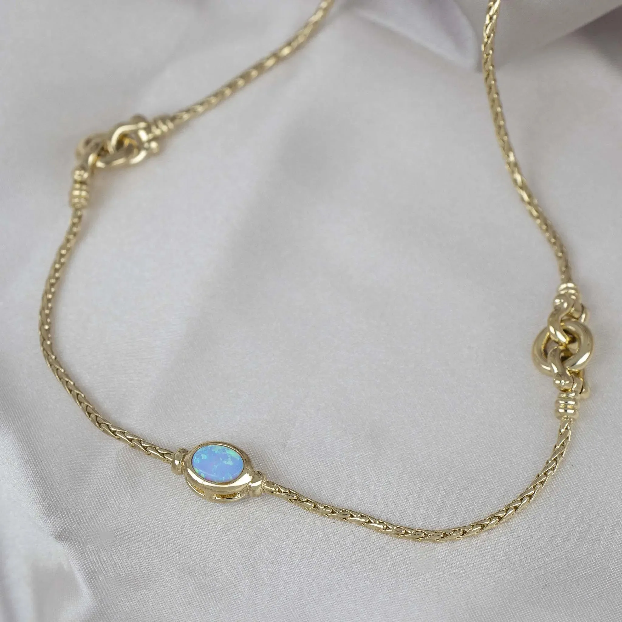 Opalas do Mar Collection - Blue Opal Three Station Gold 16-18” Necklace