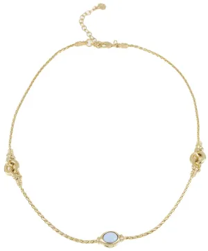 Opalas do Mar Collection - Blue Opal Three Station Gold 16-18” Necklace
