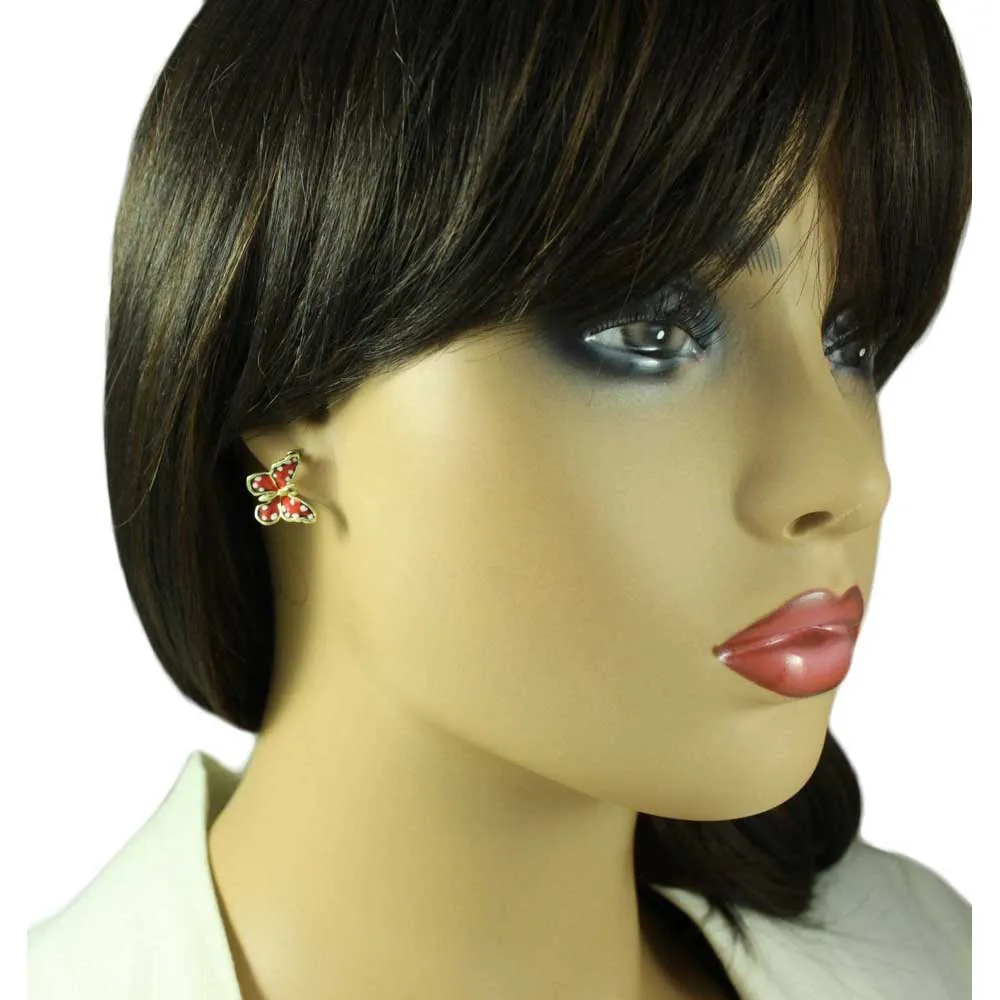 Orange Butterfly Necklace and Earring Gift Set - FN481BS