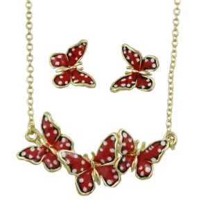 Orange Butterfly Necklace and Earring Gift Set - FN481BS