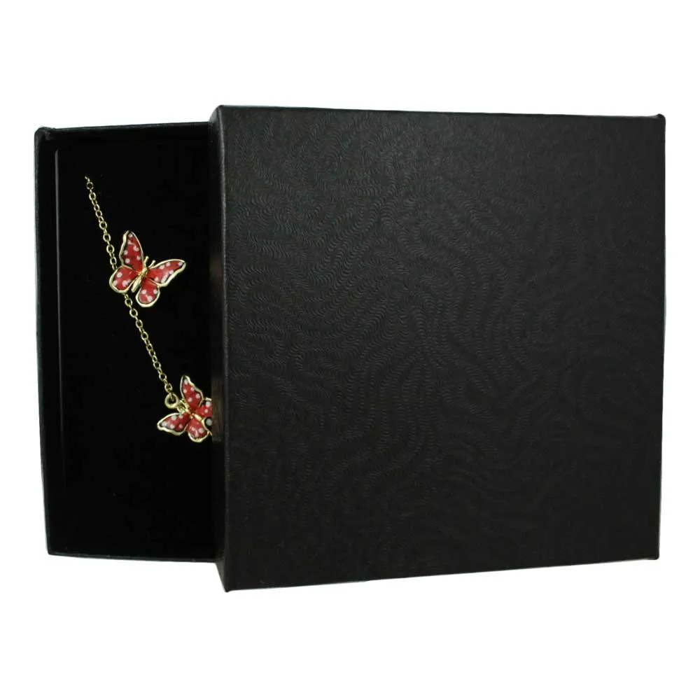 Orange Butterfly Necklace and Earring Gift Set - FN481BS
