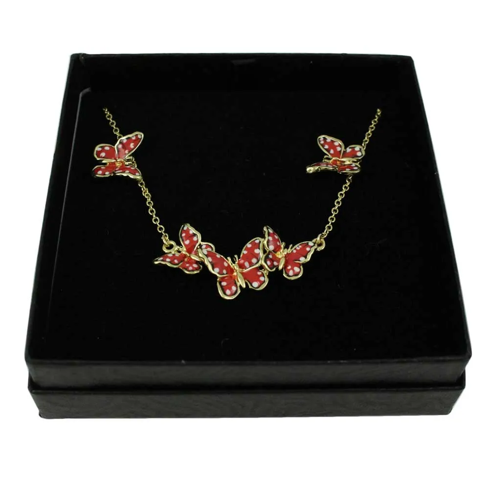Orange Butterfly Necklace and Earring Gift Set - FN481BS