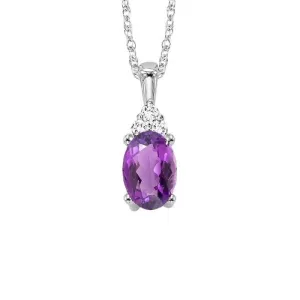 Oval Amethyst and Diamond Pendant