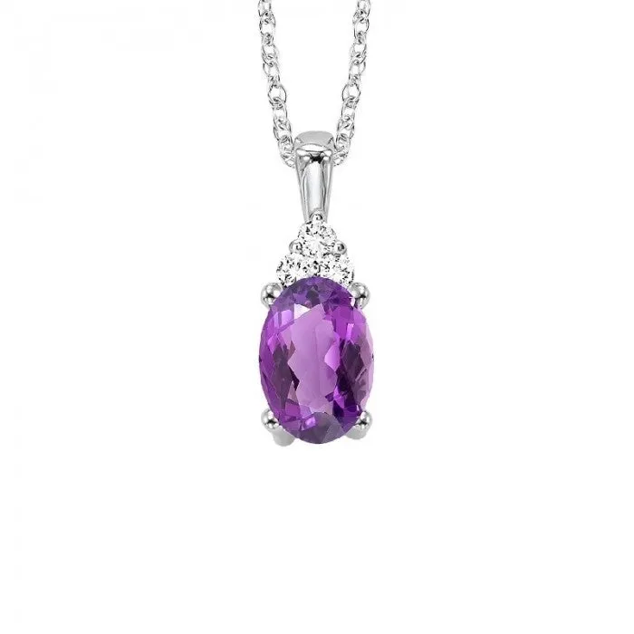 Oval Amethyst and Diamond Pendant