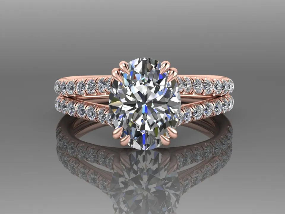 Oval Cut Engagement Ring, 18K Rose Gold