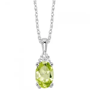 Oval Peridot and Diamond Pendant - August Birthstone