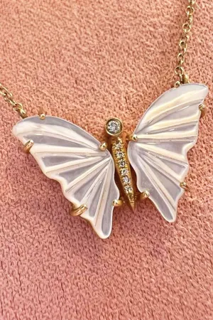 Pade Vavra 14K Gold Mother of Pearl Butterfly with Diamonds