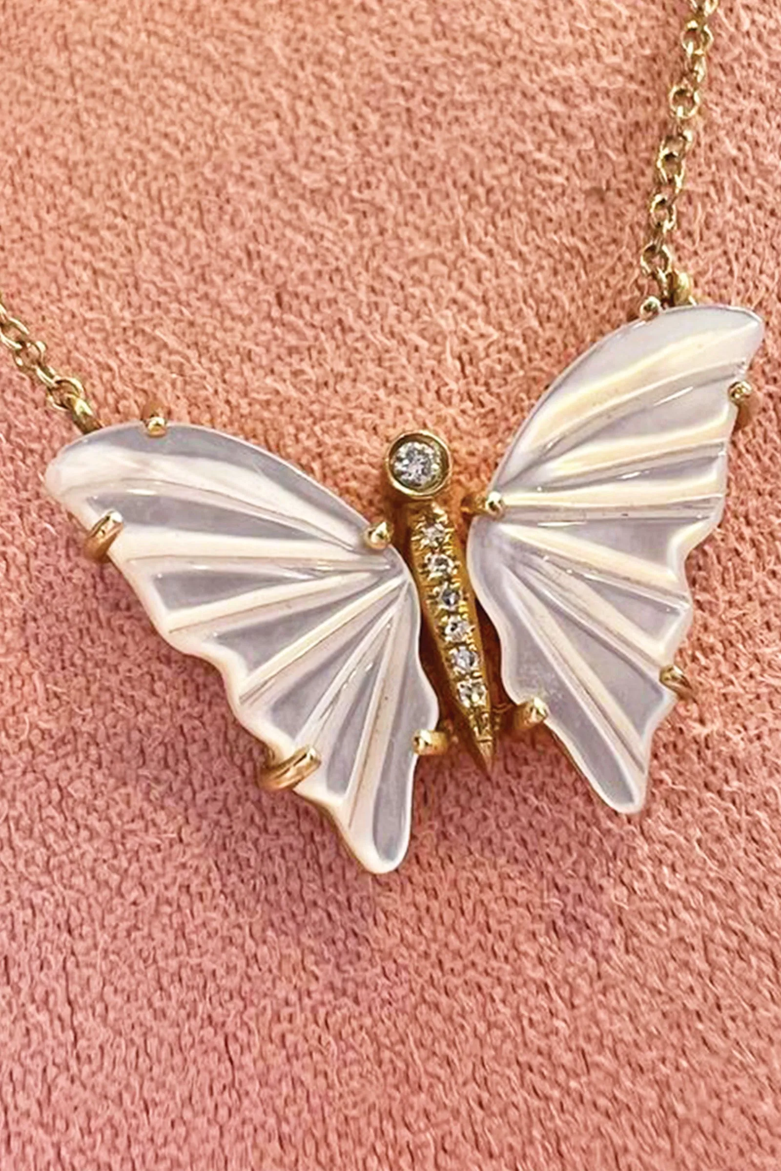 Pade Vavra 14K Gold Mother of Pearl Butterfly with Diamonds
