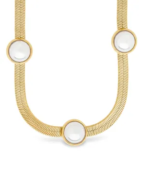 Pamela Stationed Pearl Herringbone Necklace