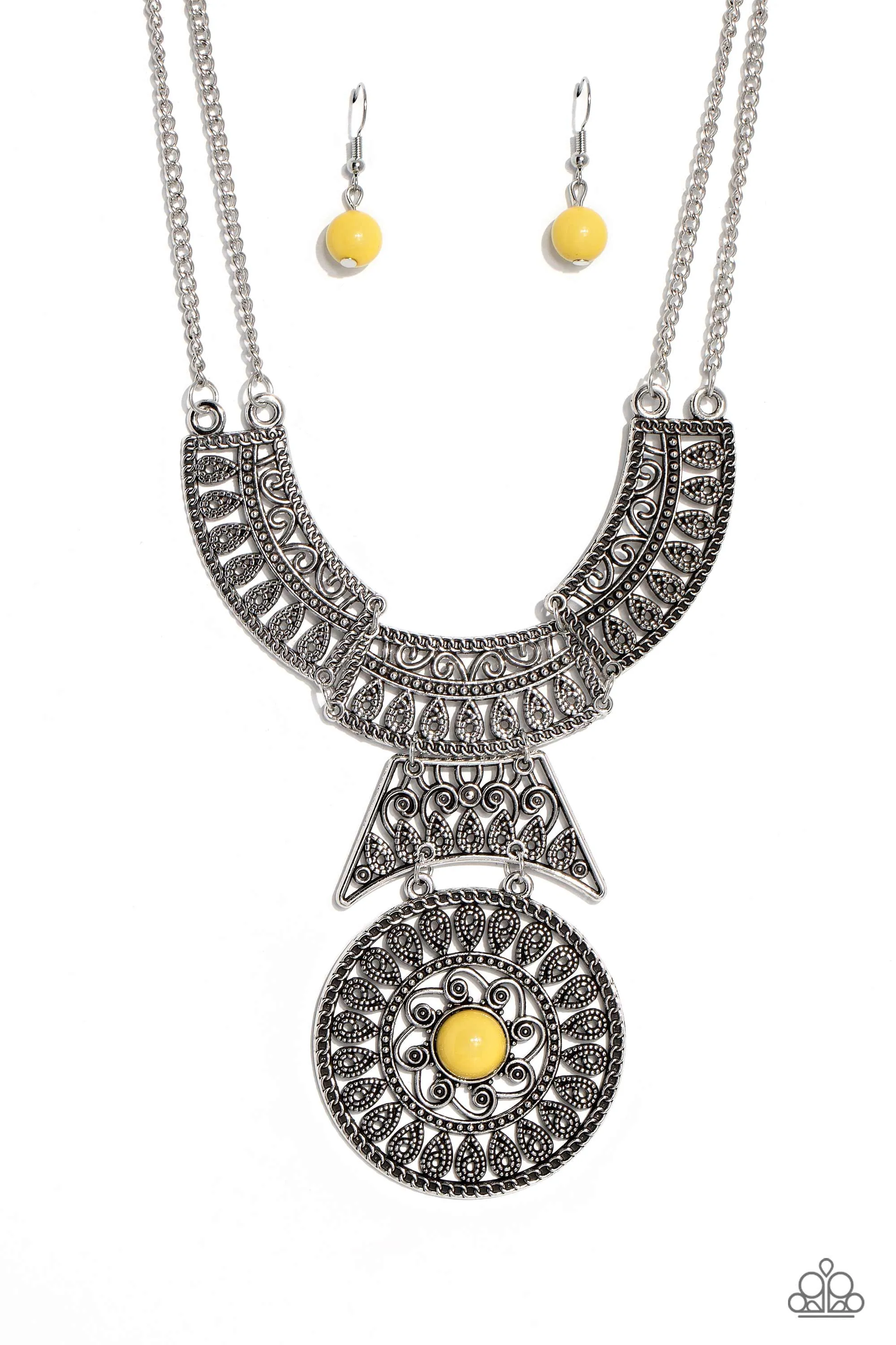Paparazzi Fetching Filigree - Yellow Necklace