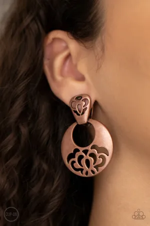 Paparazzi Industrial Eden - Copper Clip-On Earrings