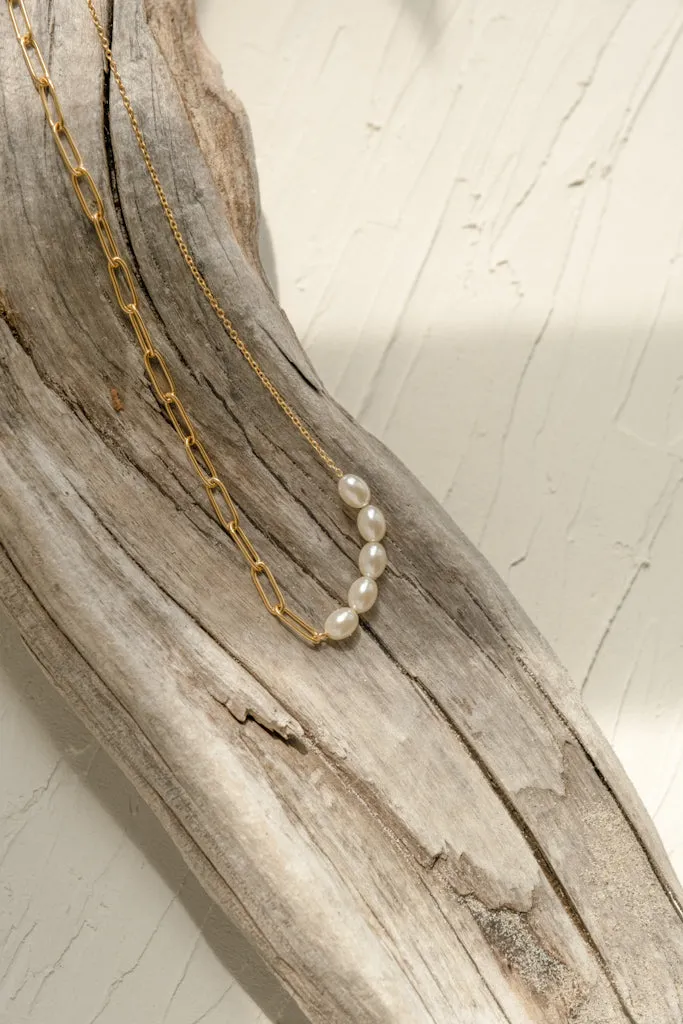 Paperclip Chain & Pearl Necklace