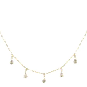Pavé Teardrop Link Necklace