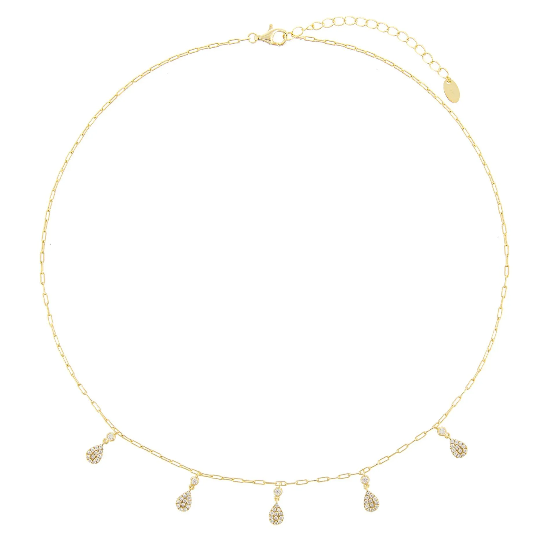 Pavé Teardrop Link Necklace