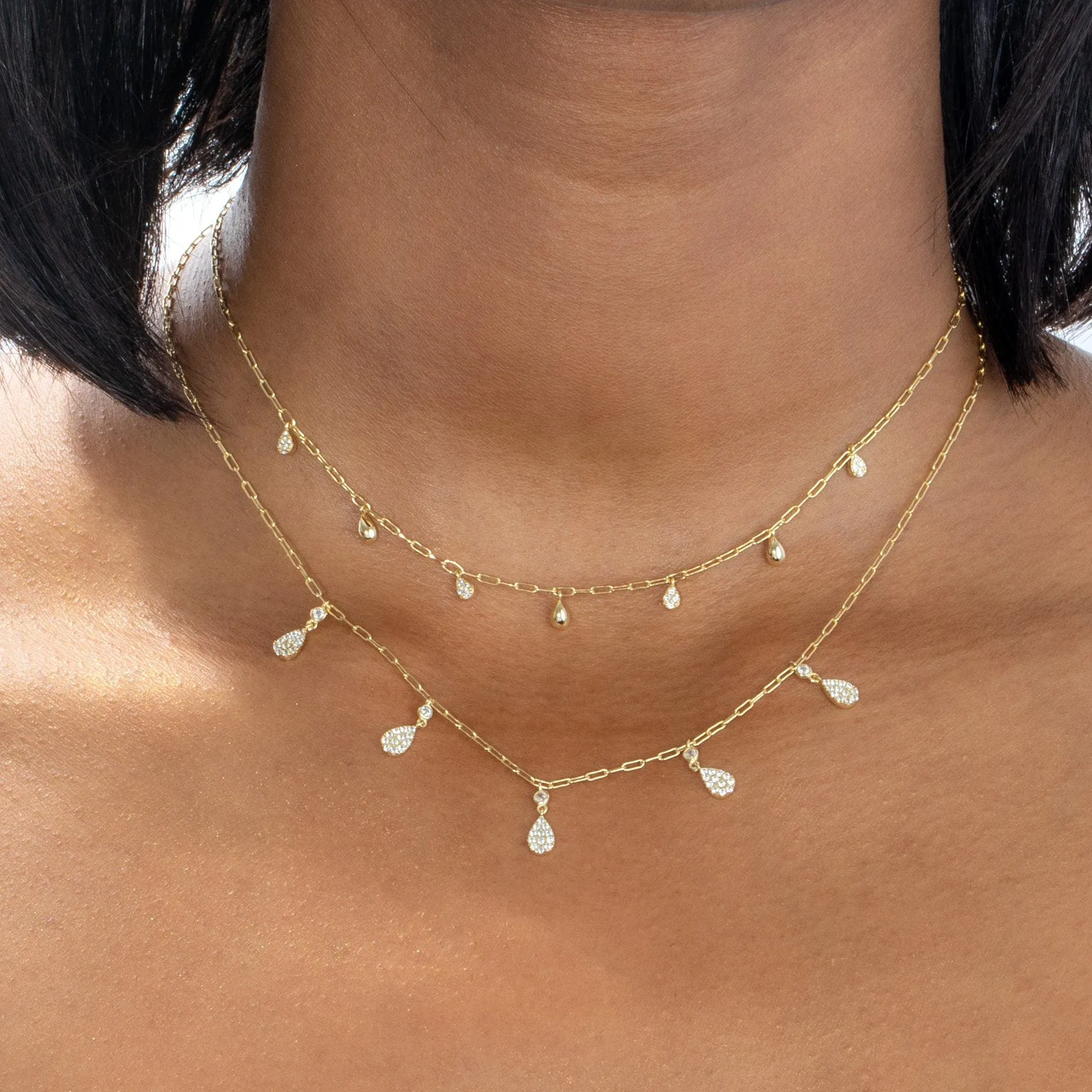 Pavé Teardrop Link Necklace