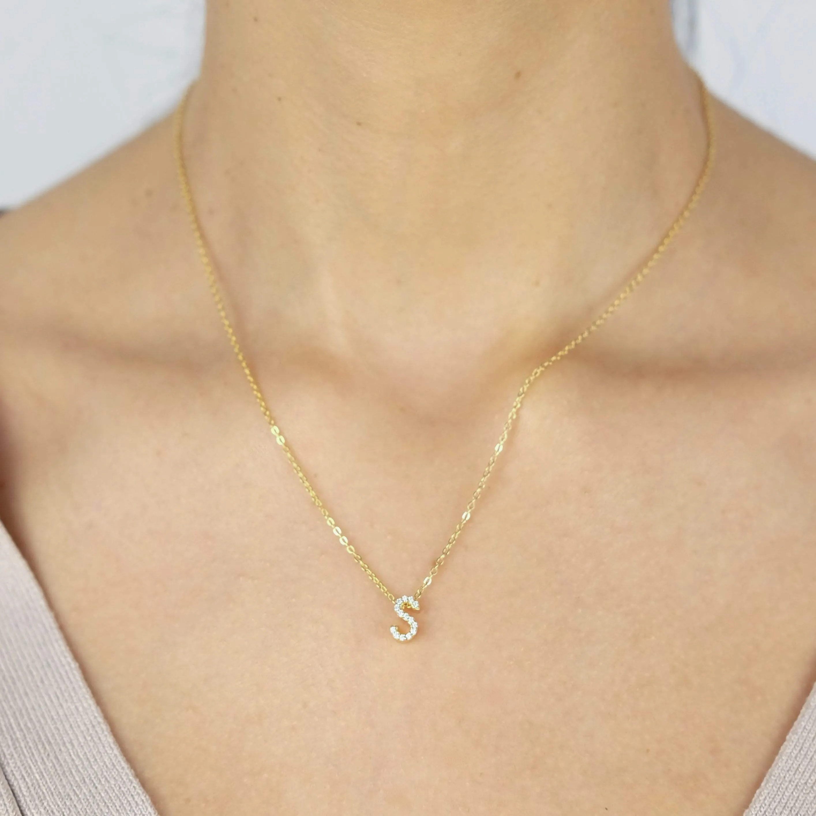 Pave Initial Necklace