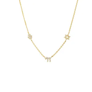 Pave Jewish Charms Necklace