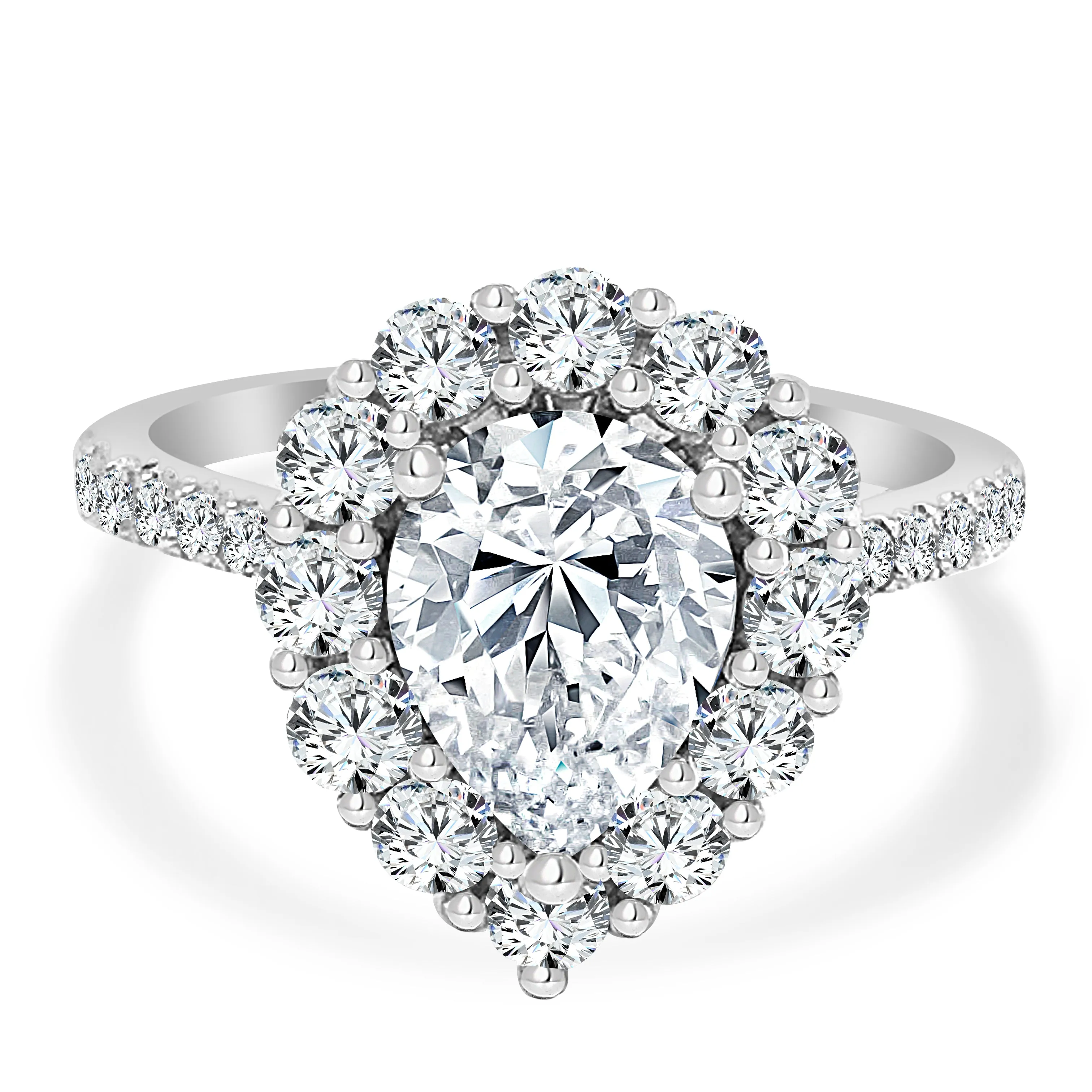 Pear Halo Diamond Halo Engagement Ring | 0.50 Carat Total Weight