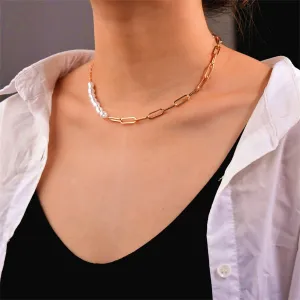 Pearl & 18K Gold-Plated Baroque Chain Link Necklace