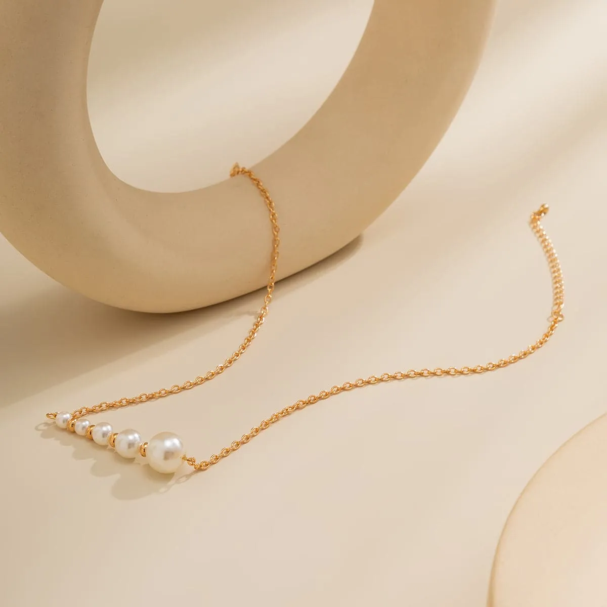 Pearl & 18K Gold-Plated Beaded Bar Pendant Necklace