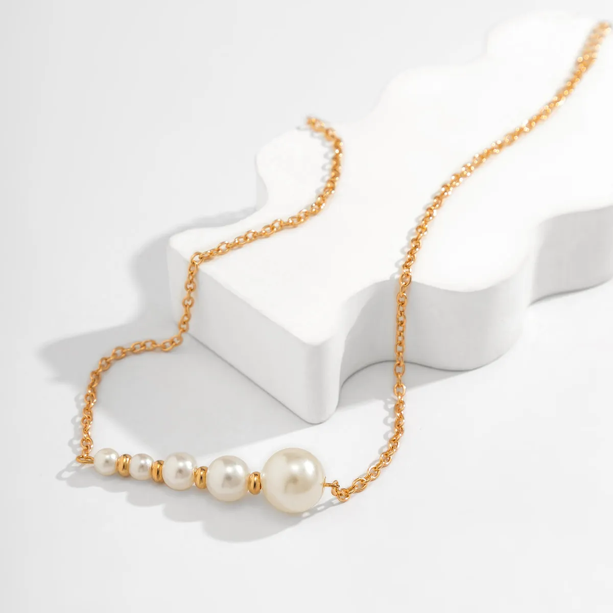 Pearl & 18K Gold-Plated Beaded Bar Pendant Necklace